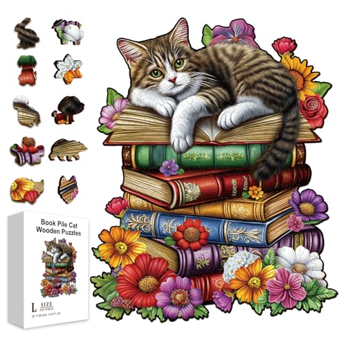 GLOBLELAND 200 Stück Bücherstapel Katzen Holzpuzzle Zum Lernen Für Kleinkinder 13.8x11.2 Zoll Bunte Süße Tiere Und Blumen Holzpuzzles Feiertags Und Geburtstagsgeschenke Für Das Lernen Im Vorschulalter GLOBLELAND 200 Stück Bücherstapel Katzen Holzpuzzle Zum Lernen Für Kleinkinder 13.8x11.2 Zoll Bunte Süße Tiere Und Blumen Holzpuzzles Feiertags Und Geburtstagsgeschenke Für Das Lernen Im Vorschulalter von GLOBLELAND