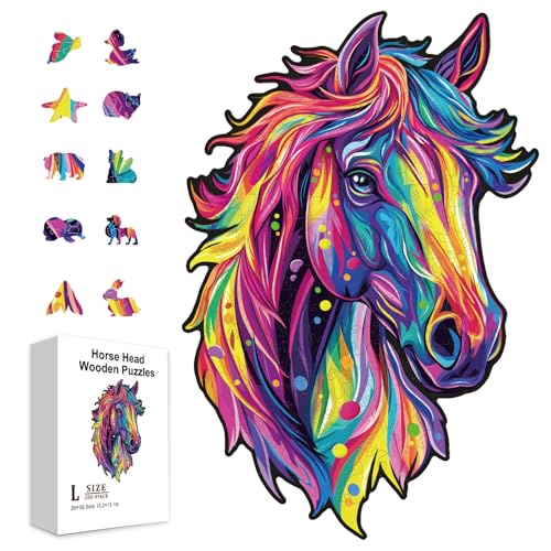 GLOBLELAND 200 Stück Buntes Pferdekopf Puzzle Aus Holz Für Kleinkinder Die Tier Und Pferdepuzzles Lernen. Bunte Einzigartig Geformte Puzzles. Geburtstagsgeschenke Für Das Lernen Im Vorschulalter. GLOBLELAND 200 Stück Buntes Pferdekopf Puzzle Aus Holz Für Kleinkinder Die Tier Und Pferdepuzzles Lernen. Bunte Einzigartig Geformte Puzzles. Geburtstagsgeschenke Für Das Lernen Im Vorschulalter. von GLOBLELAND