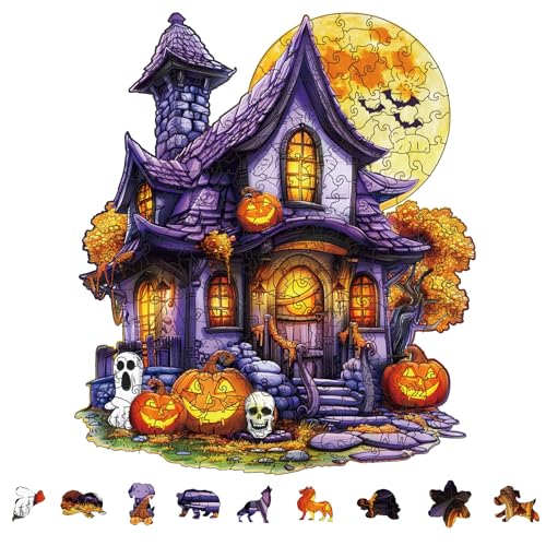 GLOBLELAND 200 Stück Halloween Geisterhaus Holzpuzzle Für Erwachsene 227x319mm /9x12.5 Zoll Holzpuzzle Für Erwachsene Farbenfrohes Einzigartiges Holzpuzzle In Tierform als Halloween GLOBLELAND 200 Stück Halloween Geisterhaus Holzpuzzle Für Erwachsene 227x319mm /9x12.5 Zoll Holzpuzzle Für Erwachsene Farbenfrohes Einzigartiges Holzpuzzle In Tierform als Halloween von GLOBLELAND