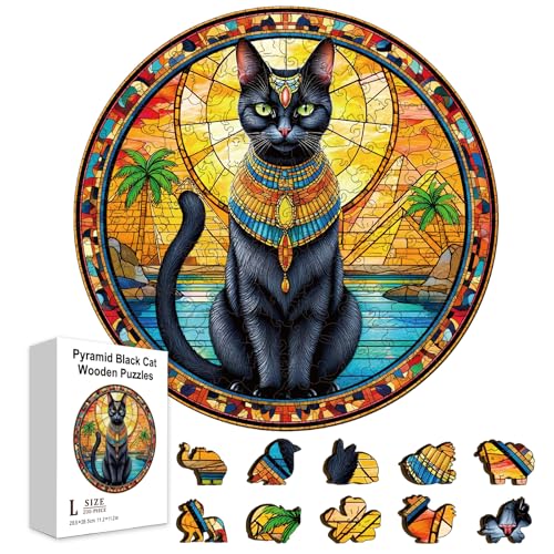 GLOBLELAND 200 Stück Holzpuzzle Mit Ägyptischer Katze Für Erwachsene 11.2x11.2Zoll Pyramide Bunt Einzigartig Tierform Für Feiertage Geburtstage Jahrestage GLOBLELAND 200 Stück Holzpuzzle Mit Ägyptischer Katze Für Erwachsene 11.2x11.2Zoll Pyramide Bunt Einzigartig Tierform Für Feiertage Geburtstage Jahrestage von GLOBLELAND