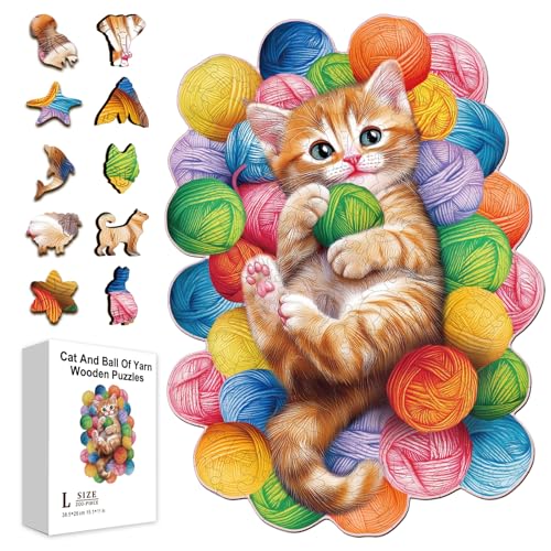 GLOBLELAND 200 Stück Holzpuzzle Mit Katze Und Wollknäuel Zum Lernen Für Kleinkinder 15.2x11 Zoll Bunte Süße Tiere Holzpuzzle Feiertags Und Geburtstagsgeschenke Für Das Lernen Im Vorschulalter GLOBLELAND 200 Stück Holzpuzzle Mit Katze Und Wollknäuel Zum Lernen Für Kleinkinder 15.2x11 Zoll Bunte Süße Tiere Holzpuzzle Feiertags Und Geburtstagsgeschenke Für Das Lernen Im Vorschulalter von GLOBLELAND