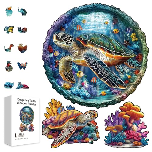 GLOBLELAND 200 Stück Holzpuzzle Mit Tiefseeschildkröte Für Kleinkinder Die Unterwasserwelt Puzzles Lernen. Bunte Einzigartig Geformte Puzzles. Geburtstagsgeschenke Für Das Lernen Im Vorschulalter. von GLOBLELAND