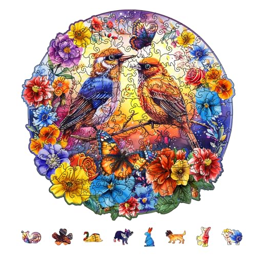 GLOBLELAND 200 Stück Holzpuzzle Mit Vögeln Und Schmetterlingen, Kranzrand, Blumen, Für Erwachsene, 28.2x27.7 cm, Holzpuzzle Für Erwachsene, Einzigartig Geformte Holzpuzzles, Tier Puzzles In Bunten GLOBLELAND 200 Stück Holzpuzzle Mit Vögeln Und Schmetterlingen, Kranzrand, Blumen, Für Erwachsene, 28.2x27.7 cm, Holzpuzzle Für Erwachsene, Einzigartig Geformte Holzpuzzles, Tier Puzzles In Bunten von GLOBLELAND