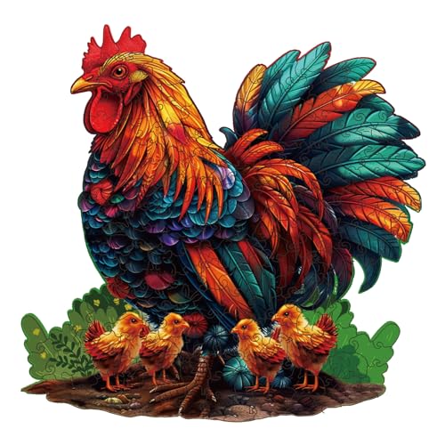 GLOBLELAND 200 Stück Hühnerküken Holzpuzzle Für Erwachsene Holzpuzzle Für Erwachsene Farbenfrohes Einzigartiges Holzpuzzle In Tierform Für Familienjubiläumsgeschenke von GLOBLELAND
