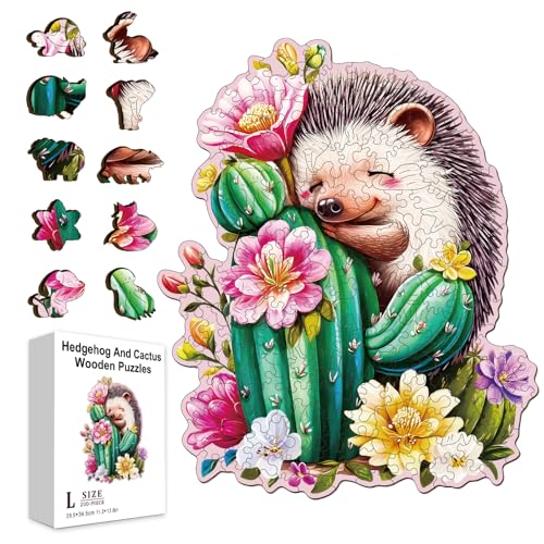 GLOBLELAND 200 Stück Igel Umarmt Saftigen Kaktus Holzpuzzle Für Erwachsene 13.6x11.2Zoll Süßer Heilungsigel Bunt Einzigartig Tierförmiges Puzzle Für Feiertage Geburtstage Jahrestage GLOBLELAND 200 Stück Igel Umarmt Saftigen Kaktus Holzpuzzle Für Erwachsene 13.6x11.2Zoll Süßer Heilungsigel Bunt Einzigartig Tierförmiges Puzzle Für Feiertage Geburtstage Jahrestage von GLOBLELAND