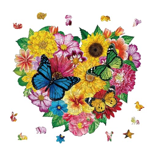 GLOBLELAND 200 Stück Liebesschmetterling Holzpuzzle Für Erwachsene 33x28.5 cm Blumenpuzzle Holz Erwachsene Bunte Puzzle Für Geburtstag Weihnachten von GLOBLELAND