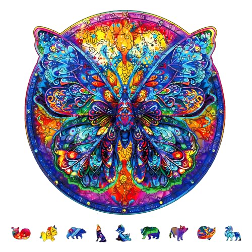 GLOBLELAND 200 Stück Mandala Schmetterling Holzpuzzle Für Erwachsene, 28.2x27.7 cm/11.1x10.9 Zoll, Holzpuzzle Für Erwachsene, Einzigartig Geformte Holzpuzzles, Tier Bunte Puzzles Für Den Geburtstag GLOBLELAND 200 Stück Mandala Schmetterling Holzpuzzle Für Erwachsene, 28.2x27.7 cm/11.1x10.9 Zoll, Holzpuzzle Für Erwachsene, Einzigartig Geformte Holzpuzzles, Tier Bunte Puzzles Für Den Geburtstag von GLOBLELAND