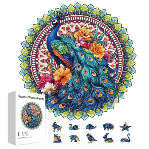 GLOBLELAND 200 Stück Pfauen Und Blumen Puzzle Aus Holz Für Kleinkinder Mandala Puzzles Farbenfrohe Einzigartig Geformte Puzzles Geburtstagsgeschenke Für Das Lernen Im Vorschulalter GLOBLELAND 200 Stück Pfauen Und Blumen Puzzle Aus Holz Für Kleinkinder Mandala Puzzles Farbenfrohe Einzigartig Geformte Puzzles Geburtstagsgeschenke Für Das Lernen Im Vorschulalter von GLOBLELAND