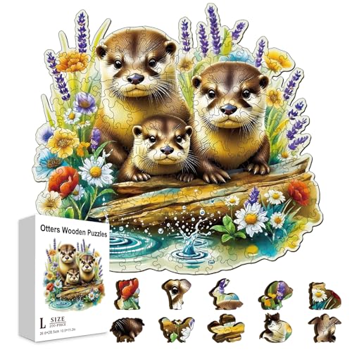 GLOBLELAND 200 Stück Süße Flussotter Puzzles Aus Holz Für Erwachsene 11.2x10.5Zoll Blumen Bunt Einzigartig Puzzles In Tierform Für Feiertage Geburtstage Jahrestage GLOBLELAND 200 Stück Süße Flussotter Puzzles Aus Holz Für Erwachsene 11.2x10.5Zoll Blumen Bunt Einzigartig Puzzles In Tierform Für Feiertage Geburtstage Jahrestage von GLOBLELAND