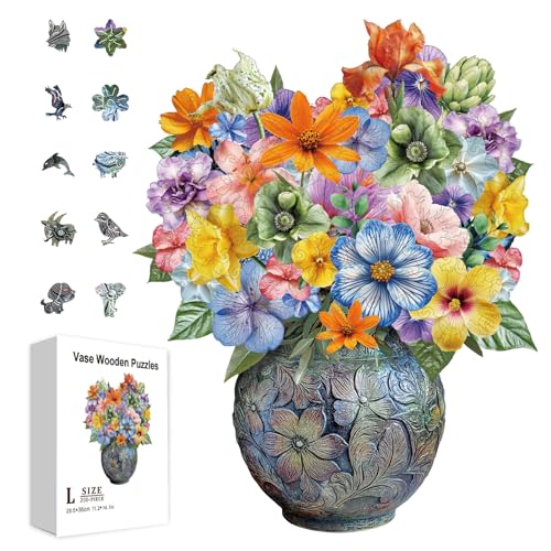 GLOBLELAND 200 Stück Vase Aus Holzpuzzle Für Kleinkinder Blumenpuzzle Farbenfrohe Einzigartig Geformte Puzzle Geburtstagsgeschenke Für Das Lernen Im Vorschulalter GLOBLELAND 200 Stück Vase Aus Holzpuzzle Für Kleinkinder Blumenpuzzle Farbenfrohe Einzigartig Geformte Puzzle Geburtstagsgeschenke Für Das Lernen Im Vorschulalter von GLOBLELAND
