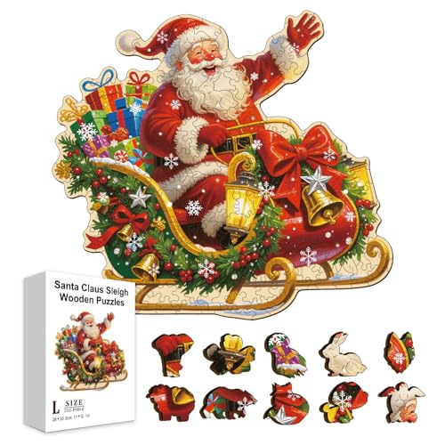 GLOBLELAND 200 Stück Weihnachts Puzzle Mit Weihnachtsmann Schlitten Aus Holz Für Erwachsene 12.2x11.2 Zoll Geschenke Mit Schneeflocken Bunt Einzigartige Puzzles In Tierform Für Feiertage Geburtstage GLOBLELAND 200 Stück Weihnachts Puzzle Mit Weihnachtsmann Schlitten Aus Holz Für Erwachsene 12.2x11.2 Zoll Geschenke Mit Schneeflocken Bunt Einzigartige Puzzles In Tierform Für Feiertage Geburtstage von GLOBLELAND