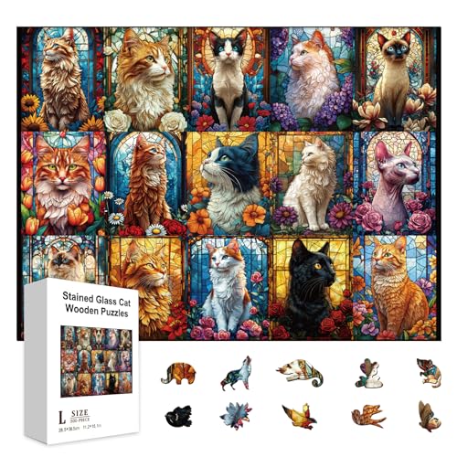 GLOBLELAND 300 Stück 15 Katzenatlas Puzzles Aus Holz Zum Lernen Für Kleinkinder 11.22x15.16 Zoll Bunte Katzen Und Blumen Holzpuzzles Feiertags Und Geburtstagsgeschenke Für Das Lernen Im Vorschulalter GLOBLELAND 300 Stück 15 Katzenatlas Puzzles Aus Holz Zum Lernen Für Kleinkinder 11.22x15.16 Zoll Bunte Katzen Und Blumen Holzpuzzles Feiertags Und Geburtstagsgeschenke Für Das Lernen Im Vorschulalter von GLOBLELAND