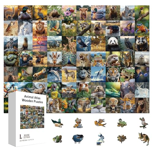 GLOBLELAND 300 Stück 70 Tieratlas Puzzles Aus Holz Zum Lernen Für Kleinkinder 11.22x15.16 Zoll Bunte Wildtier Holzpuzzles Feiertags Und Geburtstagsgeschenke Für Das Lernen Im Vorschulalter GLOBLELAND 300 Stück 70 Tieratlas Puzzles Aus Holz Zum Lernen Für Kleinkinder 11.22x15.16 Zoll Bunte Wildtier Holzpuzzles Feiertags Und Geburtstagsgeschenke Für Das Lernen Im Vorschulalter von GLOBLELAND
