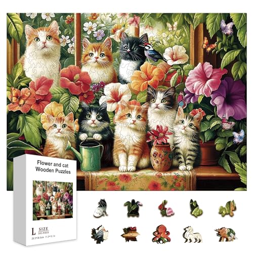 GLOBLELAND 300 Stück Blumen Und Katzen Puzzle Aus Holz Für Kleinkinder Lerntiere Katzen Puzzle Bunte Puzzles In Einzigartiger Form Geburtstagsgeschenke Für Erwachsene GLOBLELAND 300 Stück Blumen Und Katzen Puzzle Aus Holz Für Kleinkinder Lerntiere Katzen Puzzle Bunte Puzzles In Einzigartiger Form Geburtstagsgeschenke Für Erwachsene von GLOBLELAND