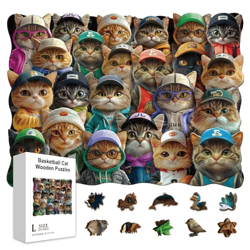 GLOBLELAND 300 Stück Gestapelte Basketball Katzen Holzpuzzles Zum Lernen von Kleinkindern 15.2x11.2 Zoll Bunte Holzpuzzles Feiertags Und Geburtstagsgeschenke Für Das Lernen Im Vorschulalter GLOBLELAND 300 Stück Gestapelte Basketball Katzen Holzpuzzles Zum Lernen von Kleinkindern 15.2x11.2 Zoll Bunte Holzpuzzles Feiertags Und Geburtstagsgeschenke Für Das Lernen Im Vorschulalter von GLOBLELAND