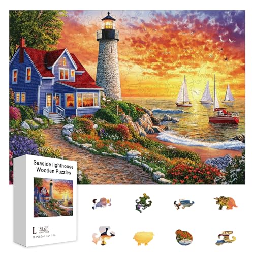 GLOBLELAND 300 Stück Holzpuzzle Mit Leuchtturm Am Meer Für Kleinkinder Lerngarten Sonnenuntergang Farbenfrohes Einzigartiges Puzzle In Tierform Für Feiertags Geburtstags Und Jubiläumsgeschenke GLOBLELAND 300 Stück Holzpuzzle Mit Leuchtturm Am Meer Für Kleinkinder Lerngarten Sonnenuntergang Farbenfrohes Einzigartiges Puzzle In Tierform Für Feiertags Geburtstags Und Jubiläumsgeschenke von GLOBLELAND