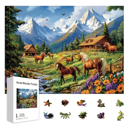 GLOBLELAND 300 Stück Holzpuzzle Mit Pferdelandschaft Zum Lernen Für Kleinkinder 11.22x15.16 Zoll Bunte Pferde Holzpuzzles Feiertags Geburtstags Und Jubiläumsgeschenke Für Das Lernen Im Vorschulalter GLOBLELAND 300 Stück Holzpuzzle Mit Pferdelandschaft Zum Lernen Für Kleinkinder 11.22x15.16 Zoll Bunte Pferde Holzpuzzles Feiertags Geburtstags Und Jubiläumsgeschenke Für Das Lernen Im Vorschulalter von GLOBLELAND