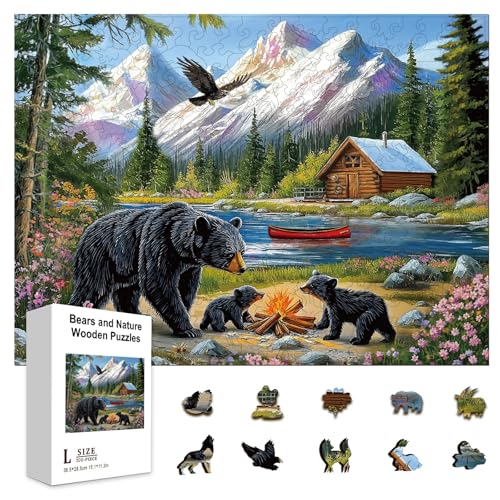 GLOBLELAND 300 Stück Holzpuzzle mit Bären und Natur zum Lernen von Kleinkindern 11.22x15.16 Zoll Bunte Landschafts-Holzpuzzles Feiertags- und Geburtstagsgeschenke für das Lernen im Vorschulalter GLOBLELAND 300 Stück Holzpuzzle mit Bären und Natur zum Lernen von Kleinkindern 11.22x15.16 Zoll Bunte Landschafts-Holzpuzzles Feiertags- und Geburtstagsgeschenke für das Lernen im Vorschulalter von GLOBLELAND