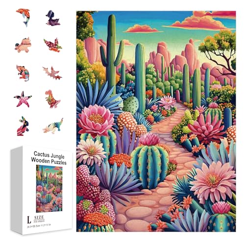 GLOBLELAND 300 Stück Kaktus Dschungel Holzpuzzle Für Kinder Kaktus Welt Puzzles Aus Holz Für Vorschulkinder Bunte Lernpuzzles Für Feiertage Geburtstage Jahrestage GLOBLELAND 300 Stück Kaktus Dschungel Holzpuzzle Für Kinder Kaktus Welt Puzzles Aus Holz Für Vorschulkinder Bunte Lernpuzzles Für Feiertage Geburtstage Jahrestage von GLOBLELAND