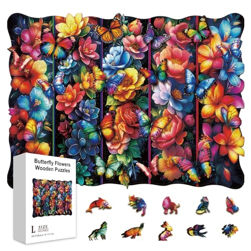 GLOBLELAND 300 Stück SchmetterlingsBlumen Puzzle Aus Holz Zum Lernen Für Kleinkinder 11.22x15.16 Zoll Bunte SchmetterlingsBlumen Holzpuzzles Feiertags Und Geburtstagsgeschenke Für Das Lernen GLOBLELAND 300 Stück SchmetterlingsBlumen Puzzle Aus Holz Zum Lernen Für Kleinkinder 11.22x15.16 Zoll Bunte SchmetterlingsBlumen Holzpuzzles Feiertags Und Geburtstagsgeschenke Für Das Lernen von GLOBLELAND