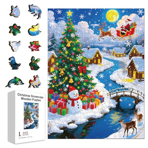 GLOBLELAND 300 Stück Weihnachts Schneelandschaft Puzzle Aus Holz Für Erwachsene 15.2x11.2Zoll Weihnachtsbaum Schneemann Bunt Einzigartig Puzzle In Tierform Für Feiertage Geburtstage Jahrestage GLOBLELAND 300 Stück Weihnachts Schneelandschaft Puzzle Aus Holz Für Erwachsene 15.2x11.2Zoll Weihnachtsbaum Schneemann Bunt Einzigartig Puzzle In Tierform Für Feiertage Geburtstage Jahrestage von GLOBLELAND