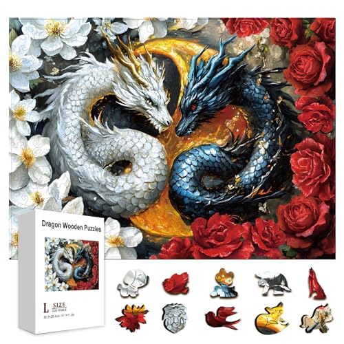 GLOBLELAND 300 Stück Yin und Yang Drache Holzpuzzle Zum Lernen von Kleinkindern 11.22x15.16 Zoll Bunte Magnolien Und Rosenholzpuzzles Feiertags Und Geburtstagsgeschenke Für Das Lernen Im Vorschulalter GLOBLELAND 300 Stück Yin und Yang Drache Holzpuzzle Zum Lernen von Kleinkindern 11.22x15.16 Zoll Bunte Magnolien Und Rosenholzpuzzles Feiertags Und Geburtstagsgeschenke Für Das Lernen Im Vorschulalter von GLOBLELAND