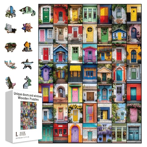 GLOBLELAND 300 Stück einzigartige Türen und Fenster Holzpuzzles zum Lernen von Kleinkindern 11.22x15.16 Zoll Bunte Holzpuzzles Feiertags- und Geburtstagsgeschenke für das Lernen im Vorschulalter GLOBLELAND 300 Stück einzigartige Türen und Fenster Holzpuzzles zum Lernen von Kleinkindern 11.22x15.16 Zoll Bunte Holzpuzzles Feiertags- und Geburtstagsgeschenke für das Lernen im Vorschulalter von GLOBLELAND