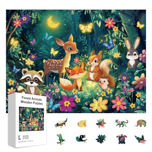 GLOBLELAND 300Pcs Karikatur Nacht Wald Tiere hölzerne Jigsaw-Spiel für Kind Hirsch und Fuchs Jigsaw Puzzles Holz Erwachsene Bunte Puzzles für Kleinkind Kinder Lernen Geburtstag Jahrestag Geschenke GLOBLELAND 300Pcs Karikatur Nacht Wald Tiere hölzerne Jigsaw-Spiel für Kind Hirsch und Fuchs Jigsaw Puzzles Holz Erwachsene Bunte Puzzles für Kleinkind Kinder Lernen Geburtstag Jahrestag Geschenke von GLOBLELAND