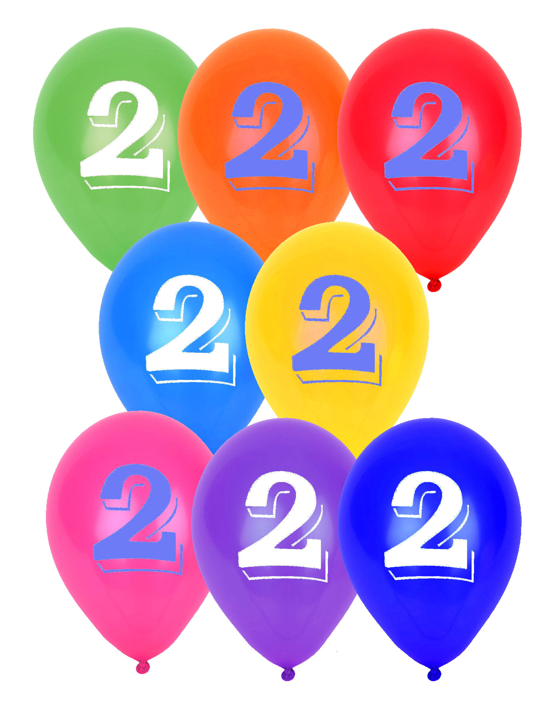 Luftballons Geburtstagsballons Jubiläum 2 Jahre 8 Stück bunt Luftballons Geburtstagsballons Jubiläum 2 Jahre 8 Stück bunt von GLOBOLANDIA