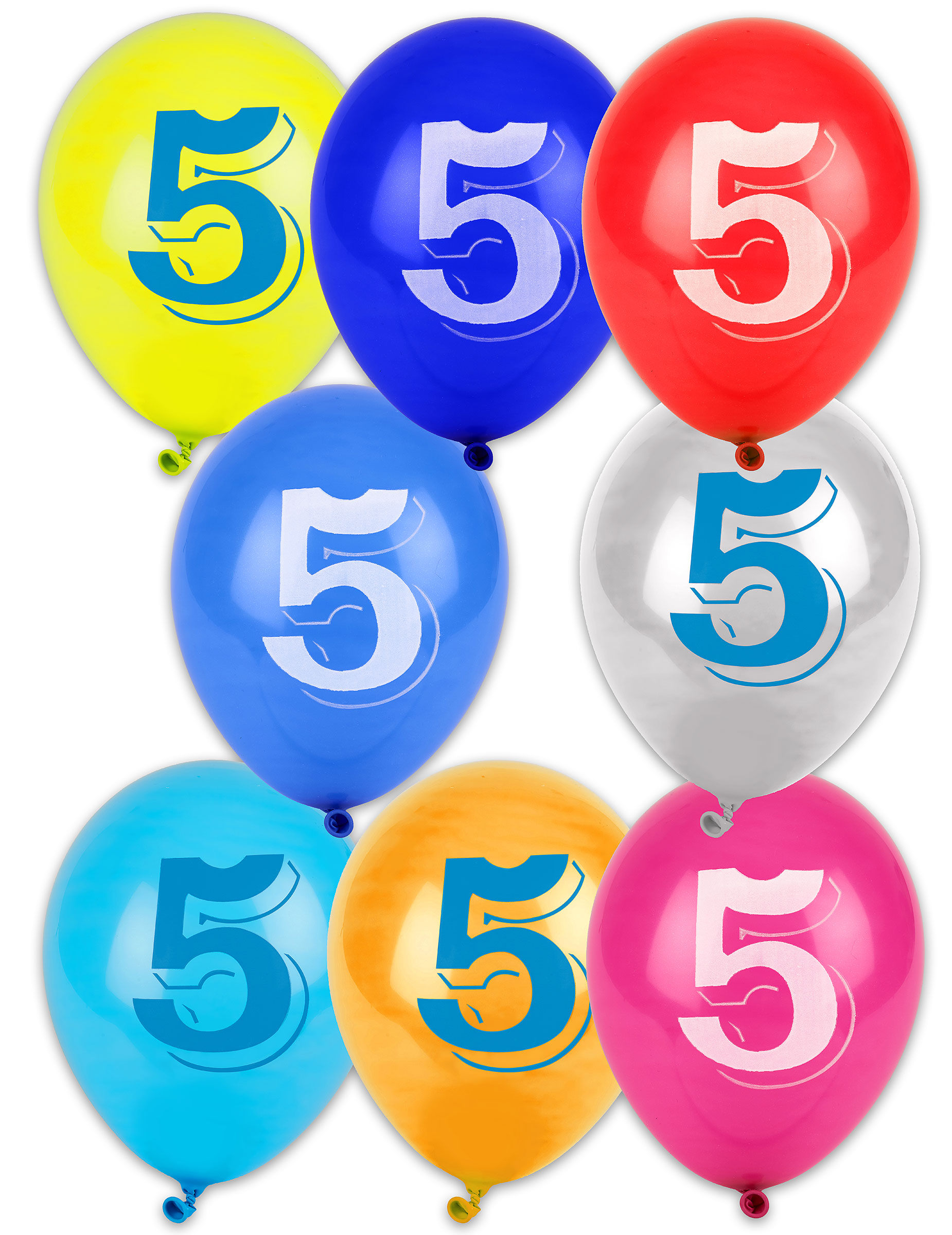 Ziffer 5 Luftballons Geburtstagsballons Jubiläum 5 Jahre 8 Stück bunt Ziffer 5 Luftballons Geburtstagsballons Jubiläum 5 Jahre 8 Stück bunt von GLOBOLANDIA
