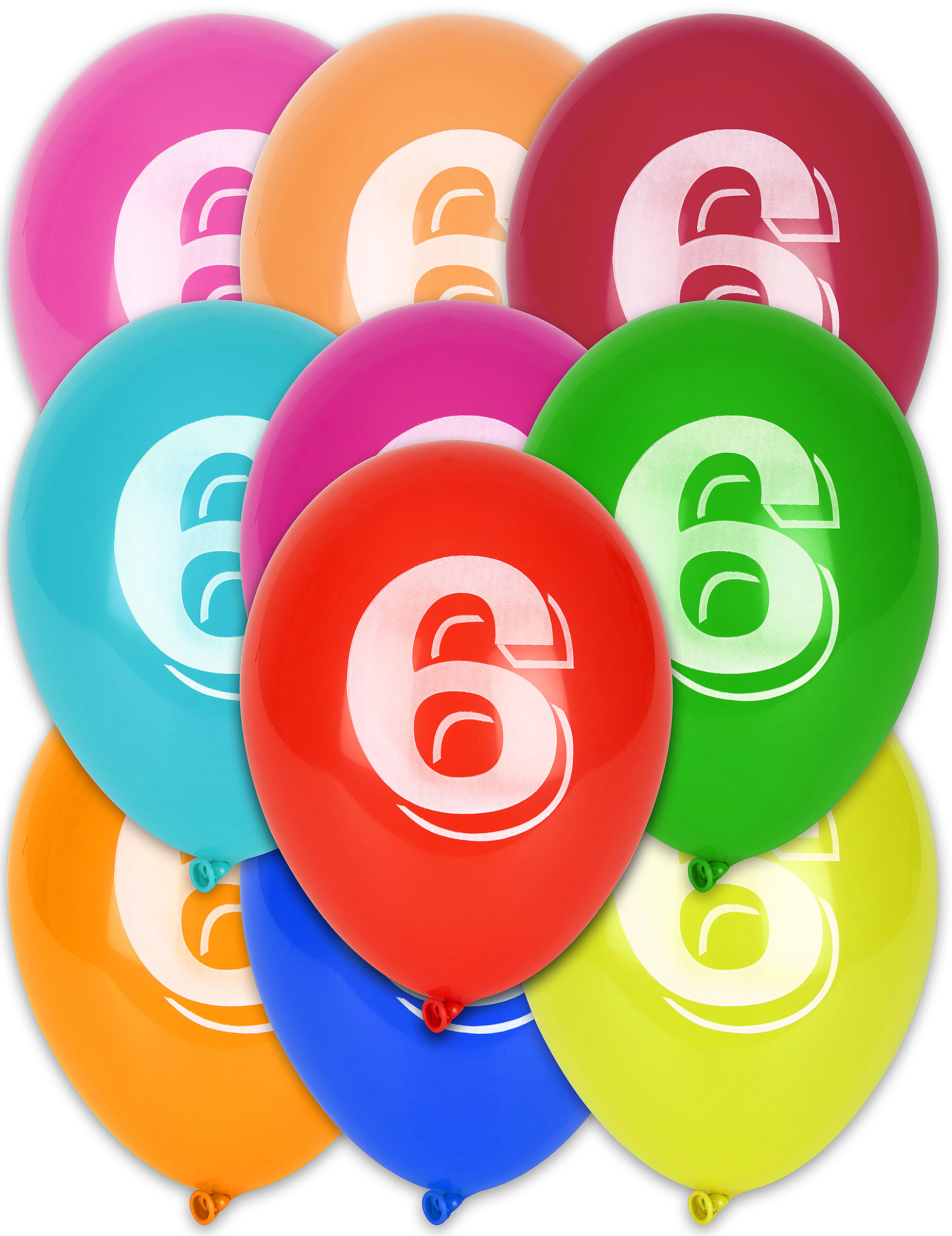 Ziffer 6 Luftballons Geburtstagsballons Jubiläum 6 Jahre 8 Stück bunt Ziffer 6 Luftballons Geburtstagsballons Jubiläum 6 Jahre 8 Stück bunt von GLOBOLANDIA