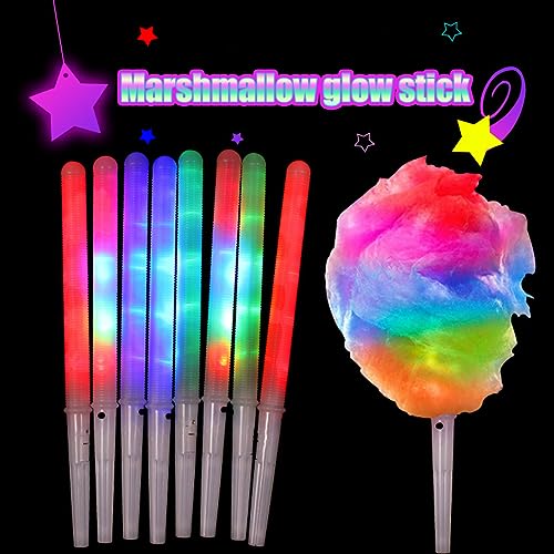 GLOGLOW LED Sticks Leuchten Baumwollbonbonzapfen 7 Farbeinstellungen 2 Blitzmodi mit Einem Rutschen-V-förmigen Griff für Einzelne Leckereien Lebensmittelqualität Kunststoff (WHITE) von GLOGLOW