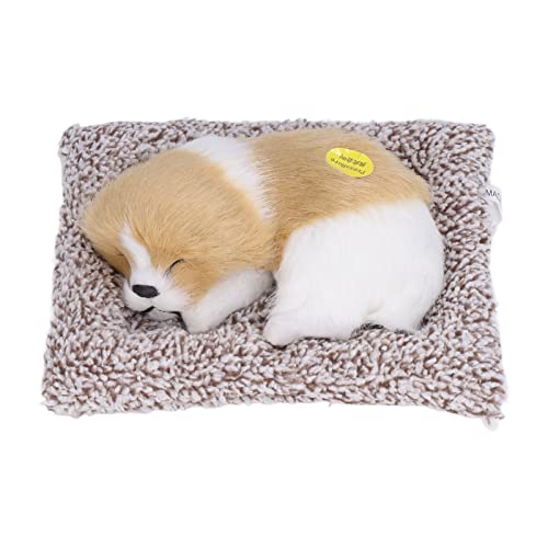 GLOGLOW Realistischer Schlafender Hundeplüsch, Geräusche Erzeugend, Gute Begleiter für (Erdiger weißer Block schlafender Hund) von GLOGLOW