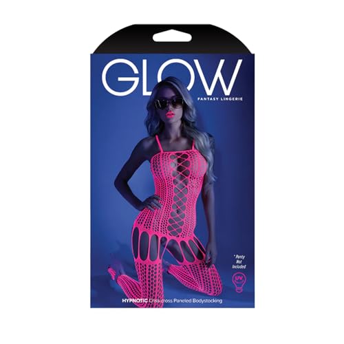 GLOW Hypnotic Criss-Cross Body für Damen, Leder und Latex, mit Garten-Look, Neonpink von GLOW