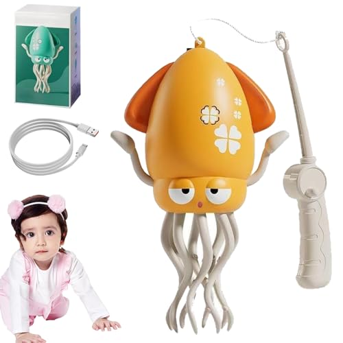 GLSAYZU Electric Dancing Octopus Toy, Elektrisch Tanzender Oktopus Spielzeug, Leuchtendes Badespielzeug, Flexibly Avoid Obstacles, Synchronized Sound and Light, Oktopus Mit Led & Musik (Yellow) von GLSAYZU