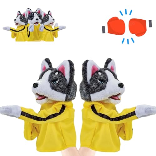 Kung Fu Animal Toy Husky Gloves Doll Children's Game Plush Toys, Kung Fu Handpuppe, Interactive Hand Puppet Dog Toy, Soundable Boxing Dog Hand Puppet Toy, Husky Plush Hand Puppets (2PCS) von GLSAYZU