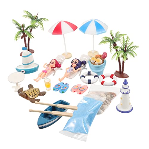 GLSTOY 1 Satz Miniatur Strand Deko Set Sommerstrand Stil Puppenhaus Zubehör für DIY Mikro Strandlandschaft Dekoration für Kreative Sommerprojekte von GLSTOY