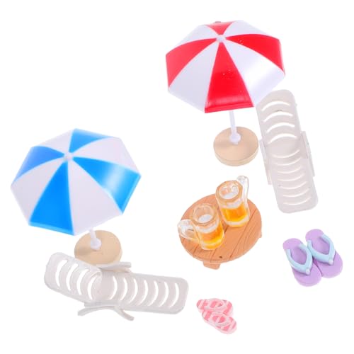 GLSTOY 1 Satz Strandmöbel Puppenhaus Deko Stühle Bierbecher Hausschuhe für DIY Strand Szenen im Garten Realistische Details und Langlebiges Material von GLSTOY