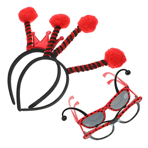 GLSTOY 1satz Kostümset Für Damen Mit Marienkäfer-haarreif Und Brille Adorable Headwear Für Partys Und Fotorequisiten Accessoire Für Karneval Und Cosplay Einzigartiges Design Für von GLSTOY