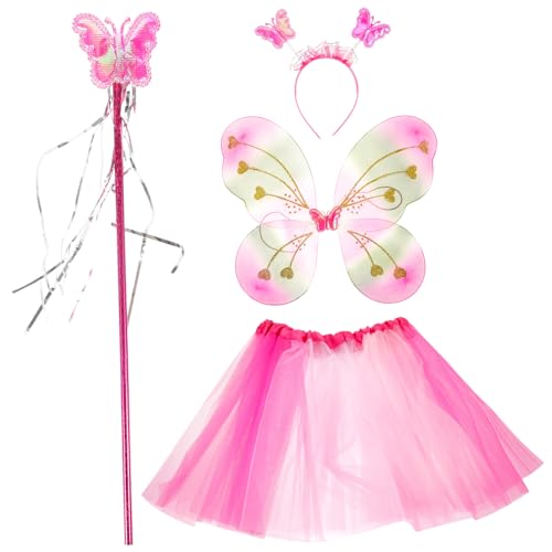 GLSTOY 1 Set Regenbogen Schmetterlingsrock Set, Schmetterlingsflügel Für Mädchen, Schmetterlingsflügel Für Kinder, Schmetterlingskarnevalsrock, Schmetterlingskostüm Für Kinder, von GLSTOY