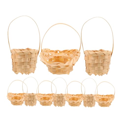 GLSTOY 10 Stück Mini Körbe Mit Griff Mini Dekorationen Für Puppenhaus Winziger Puppenhauskorb Picknickkorb Beige von GLSTOY