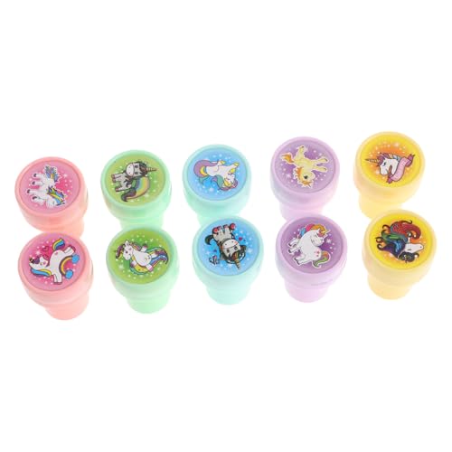 GLSTOY 10 Stück Teiliges Einhorn Stempelset für Niedliche Stempel für Party Gastgeschenke Kreative Bastelideen und Unterrichtsbelohnungen und Einhorn von GLSTOY