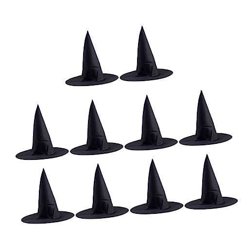 GLSTOY 10 Stück Teiliges Halloween Hexenhut Schwarz Spitzes Design Dekoratives Kostümzubehör für Frauen Cosplay Party Halloween Deko Accessoire von GLSTOY