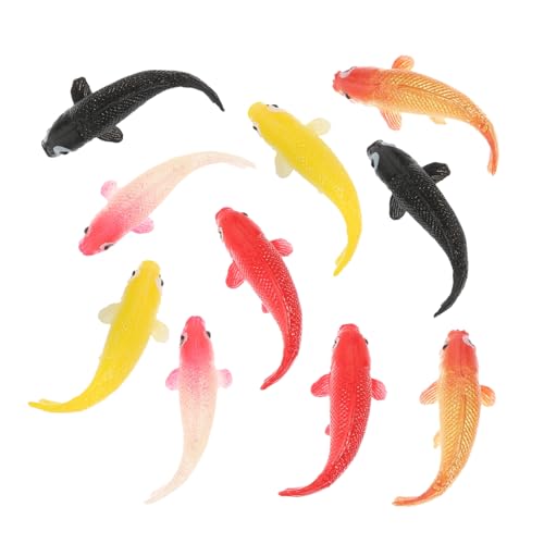 GLSTOY 10 Stück Teiliges Künstliche Fancy Koi Fische Aquarium Dekoration Realistische Bruchfeste Deko für Fischbecken Zuhause und Büro Geeignet für Süßwasserumgebungen Schadstofffrei von GLSTOY