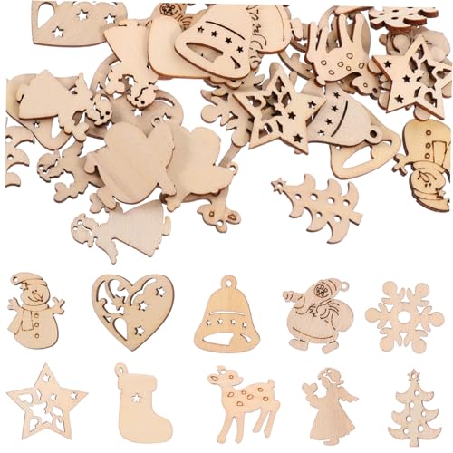 GLSTOY 100 Stück Gemischte Weihnachts Holzanhänger, Blanke Holzspäne, Holzausschnitte, Weihnachts Holzausschnitte, DIY Graffiti Holzspäne, Graffiti Holzscheiben, Unbemalte GLSTOY 100 Stück Gemischte Weihnachts Holzanhänger, Blanke Holzspäne, Holzausschnitte, Weihnachts Holzausschnitte, DIY Graffiti Holzspäne, Graffiti Holzscheiben, Unbemalte von GLSTOY