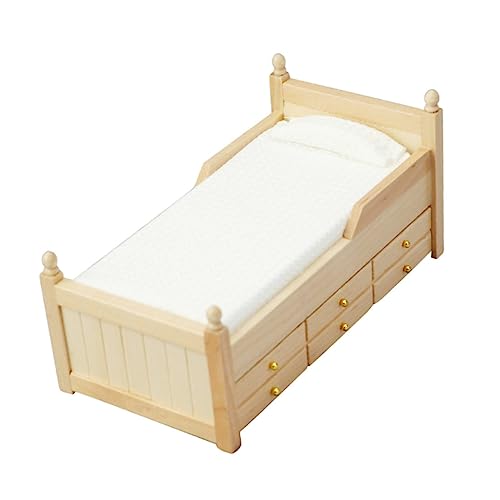 GLSTOY Maßstab 112 Puppenhaus Miniatur Möbel Bett Holz Modell Miniatur Puppenhaus Kit Mini Ornament GLSTOY Maßstab 112 Puppenhaus Miniatur Möbel Bett Holz Modell Miniatur Puppenhaus Kit Mini Ornament von GLSTOY