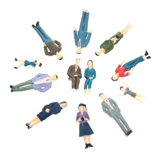 GLSTOY 12 Stück Teiliges Bemalte Miniatur Personenfiguren aus Kunststoff Realistische Dekoration Vielseitige Maßstabsfiguren für Modelleisenbahn Architektur und Schulprojekte Langlebig von GLSTOY
