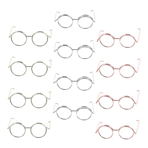 GLSTOY 12 Stück Teiliges Mini Puppenbrillen aus Kupferdraht ohne Gläser in Roségold Silber Gold Leichte Strapazierfähige Puppenaccessoires für Basteln Verkleiden und Rollenspiele von GLSTOY
