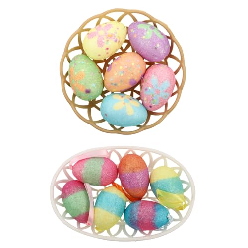 GLSTOY 12 Stücke Ostern Schaumeier Esterei Egg Mit 2 Stücke Körbe Für Festivaldekoration GLSTOY 12 Stücke Ostern Schaumeier Esterei Egg Mit 2 Stücke Körbe Für Festivaldekoration von GLSTOY