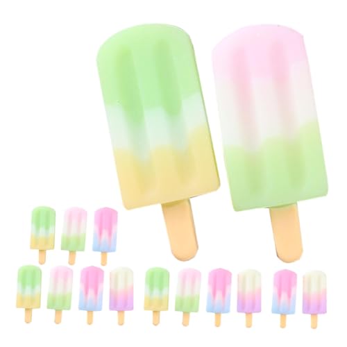 GLSTOY 15 Stück Teiliges Mini Eiscreme Deko Detailreiches Realistisches Kunstharz Farblich Gemischt Langlebig und Leicht für DIY Dessertdekorationen und Puppenhäuser von GLSTOY